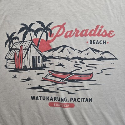 Watukarung Pacitan Paradise Beach Brown Tee T-Shirt Adult XL Extra Large