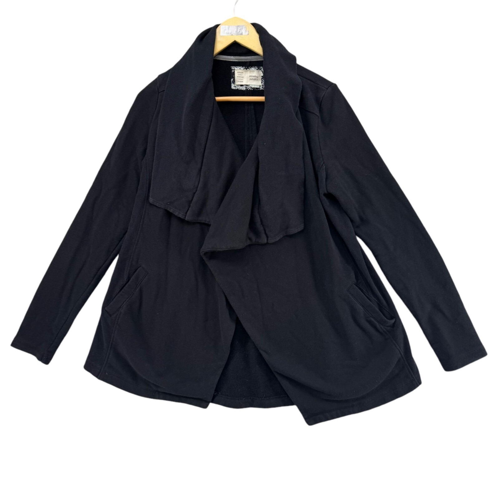 ◆SATUR◆ W Soap Curved Knit Cardigan Classic Black SA23FWWK QUALFORT Black Cardigan Sweaters for Women 100% Cotton
