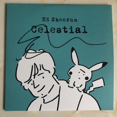 ED SHEERAN SIGNED **CELESTIAL** CD SINGLE SLEEVE/COVER+COA **POKEMON**
