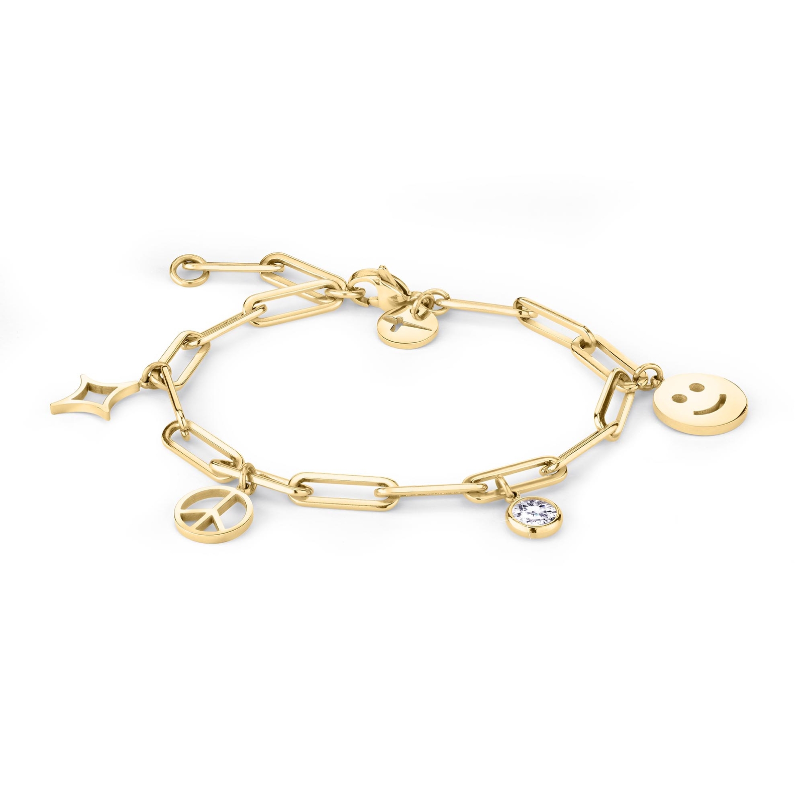 Tamaris Armband mit verschiedenen Charms 21 cm Edelstahl IP Gold TJ-0425-B-21