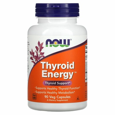 Now Foods Thyroid Energy 90 вегетарианских капсул с гарантией качества GMP, кошерный