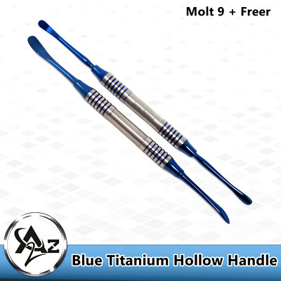 2 Freer Elevator + Molt 9 Double Ended Sharp Blunt Neurosurgical Instruments 7''