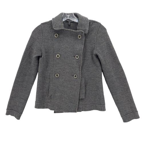 EILEEN FISHER Gray Merino Wool Blend Double Breasted Jacket Size PP