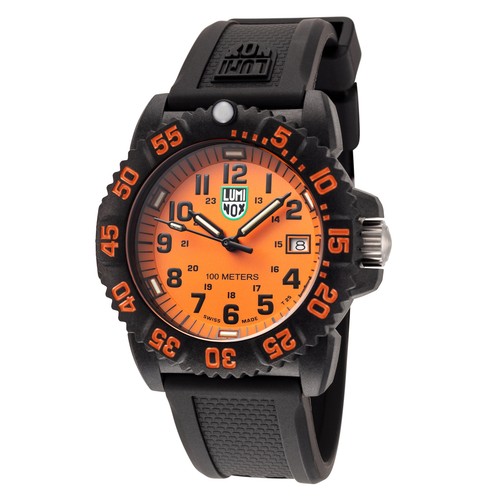 Мужские часы Luminox Sea Lion X2.2079 с черным/оранжевым циферблатом из полиуретана