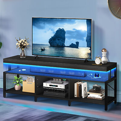 63"W LED TV Stand w Power Outlets for 70 inch Entertainment Center Media Console