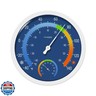 Indoor Outdoor Thermo-Hygrometer, 10 Inch Battery-Free, Dual Dial Large Numbers Analog Wall Thermometer Hygrometer, Classic Temperature Humidity Monitor for Patio, Nursery, Storage (Blue)
