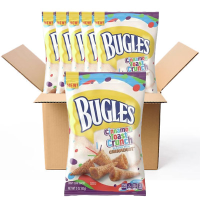 Bugles Crispy Corn Snacks FRESH CINNAMON TOAST CRUNCH 3 Oz. Bags (Pack of 6 BOX)