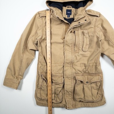 Gap Kids Utility Field Jacket Hooded Tan Khaki XL (12) Cotton — image 6