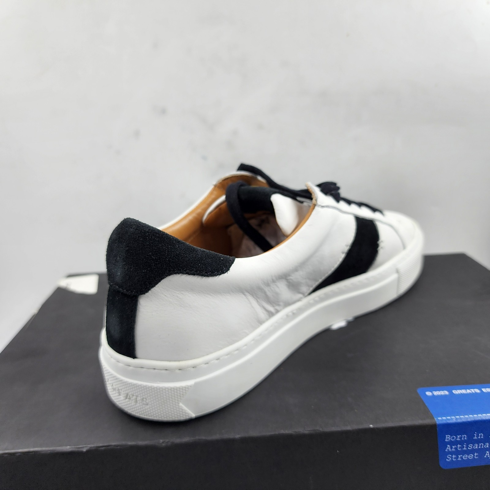 GREATS Royale 2.0 Lace Up Leather Sneakers Men's 8 White/Black Logo Round Toe - Picture 11 of 17