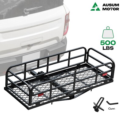 Foldable Hitch Cargo Carrier 59'' x24'' x13.6'' Mounted Basket Rack For 2'' Receiver