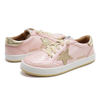 Old Soles Platinum Runner Leather Sneaker - Pink Leather Shoes for Little Kids