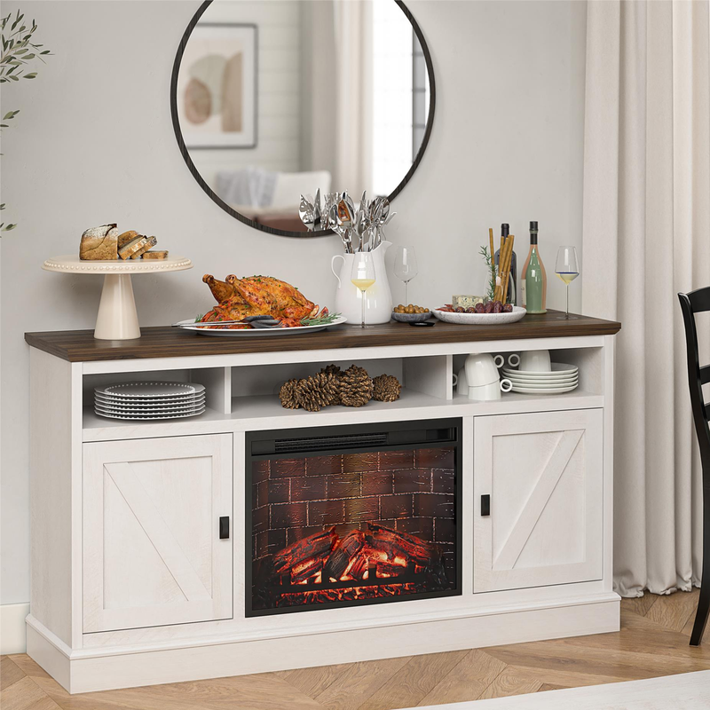 Soporte De TV Con Chimenea Electrica Mueble Para Sala Televisor Hasta 65