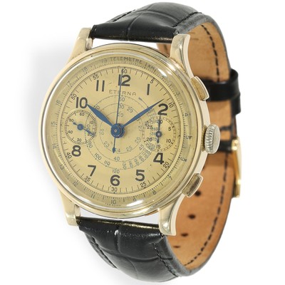 *UNIQUE* Eterna Chronograph Valjoux 22 1931(!!!) SOLID GOLD DIAL/case STUNNING