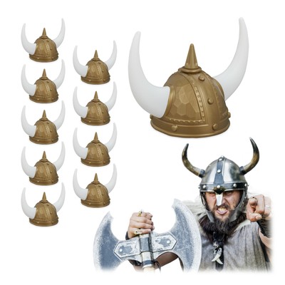10 x viking helm - gallier helm met horens - hoofddeksel carnaval – goudkleurig