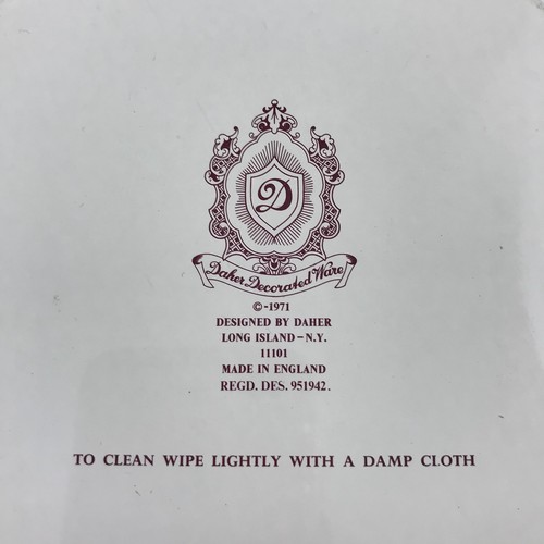 Vintage Daher Round Metal Bowl Decorated Ware White Floral Tin England 10.25