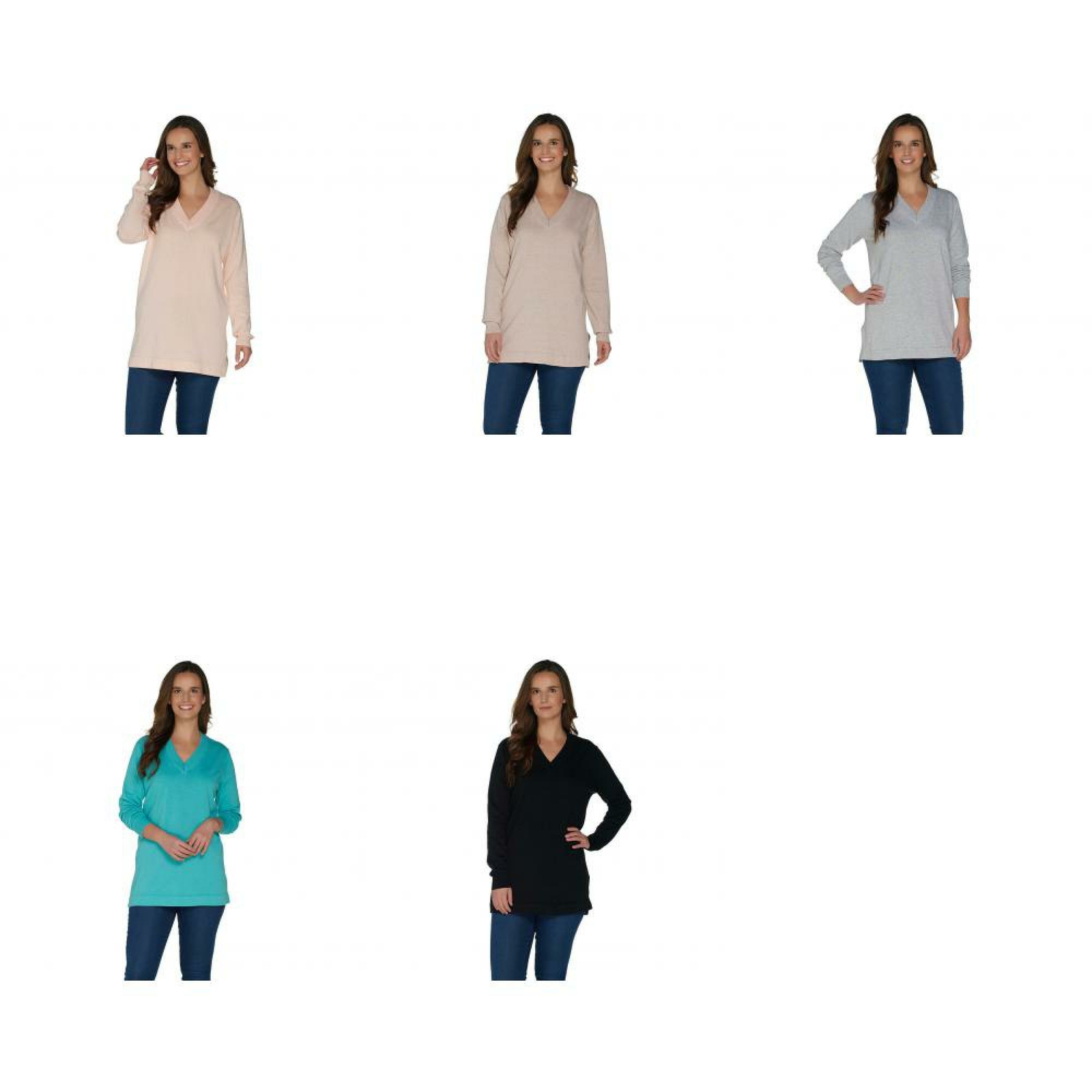 New Martha Stewart Womens Long Sleeve V-Neck Sweater with Side Slits . A307714