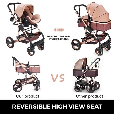vevor luxury stroller foldable pushchair pram high view carriage infant stroller