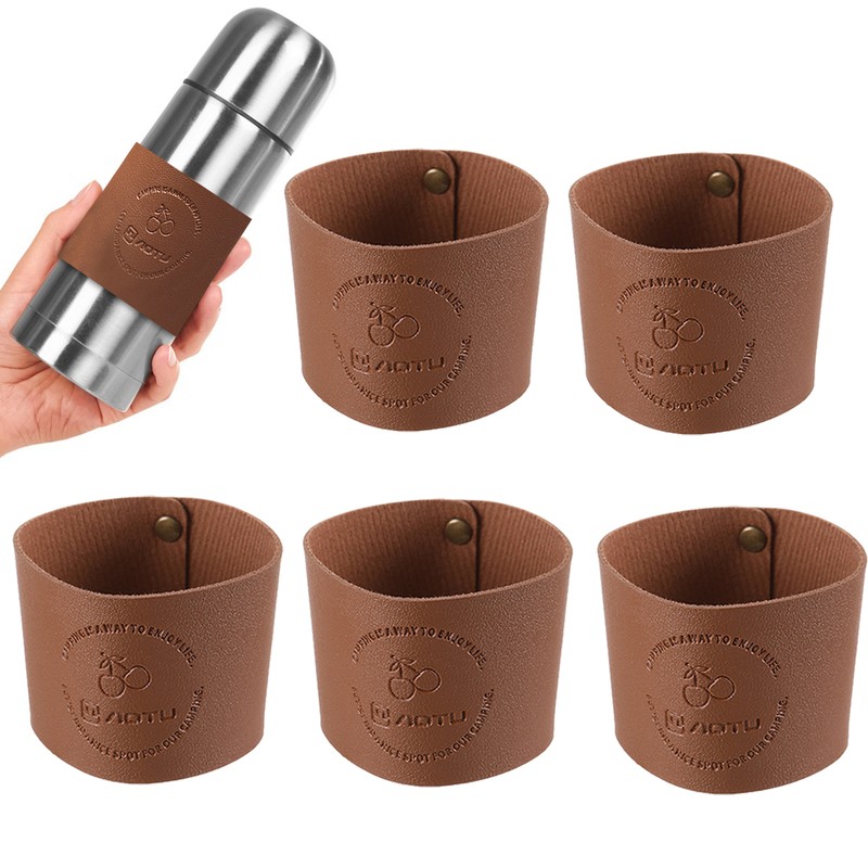 Leather Reusable Insulated Cup Sleeve Iced Coffee Cup Glass 