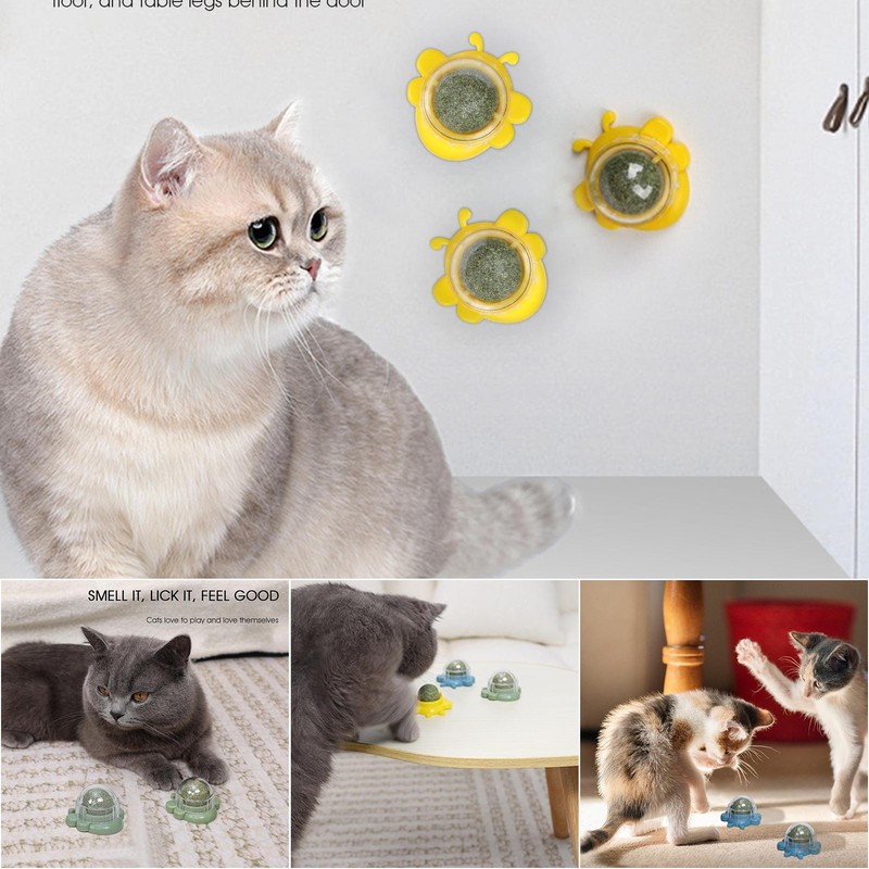 - Edible Cat Toys 3-in-1 Spinning Chewing Balls