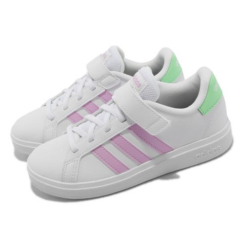 Adidas Grand Court 2.0 EL K Белый Collegiate Purple Green Kids Casual GX7158