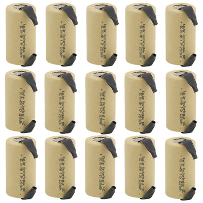 Kastar 15x SC Sub C 2200mAh 1.2V NiMH Rechargeable Battery W/Tab For Power Tools