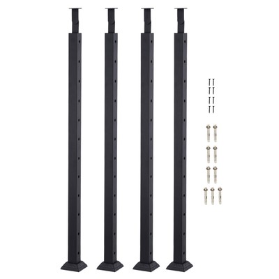4pcs Cable Railing Post 42x2x2in L-Shaped Hole Corner Railing Post Black