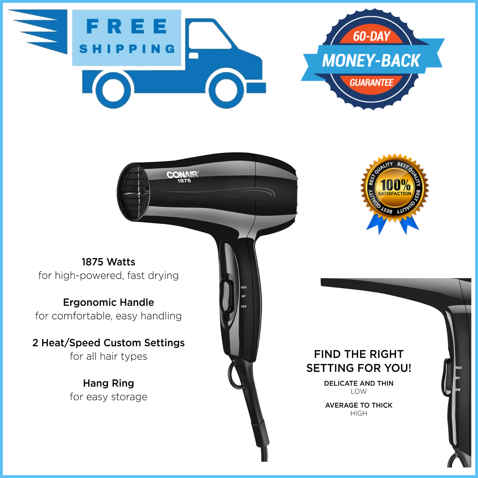Lightweight Negative Ionic Blow Dryer Hair Salon