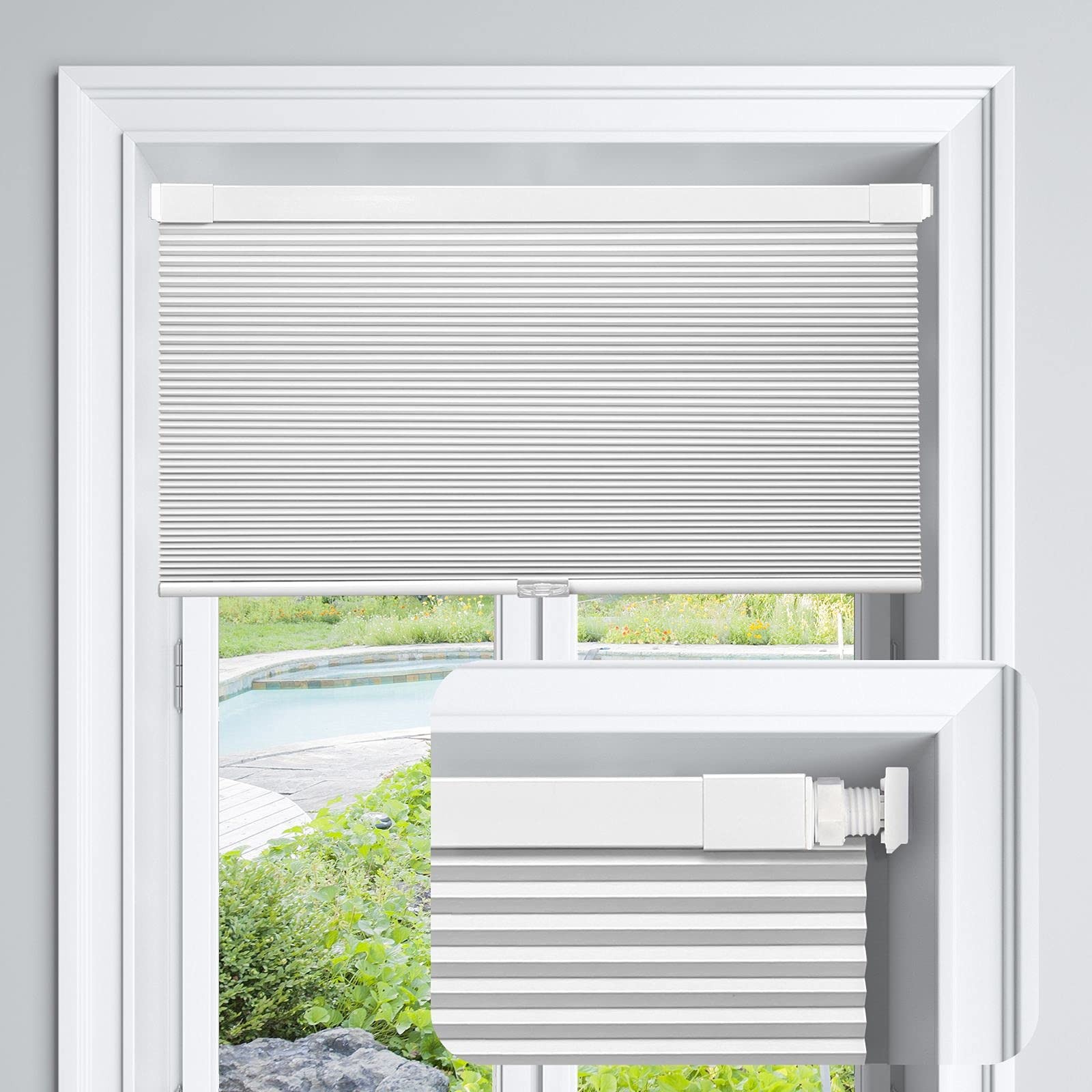Lazblinds Cordless Cellular Shades 23x64 Silver White NFC-BO-005