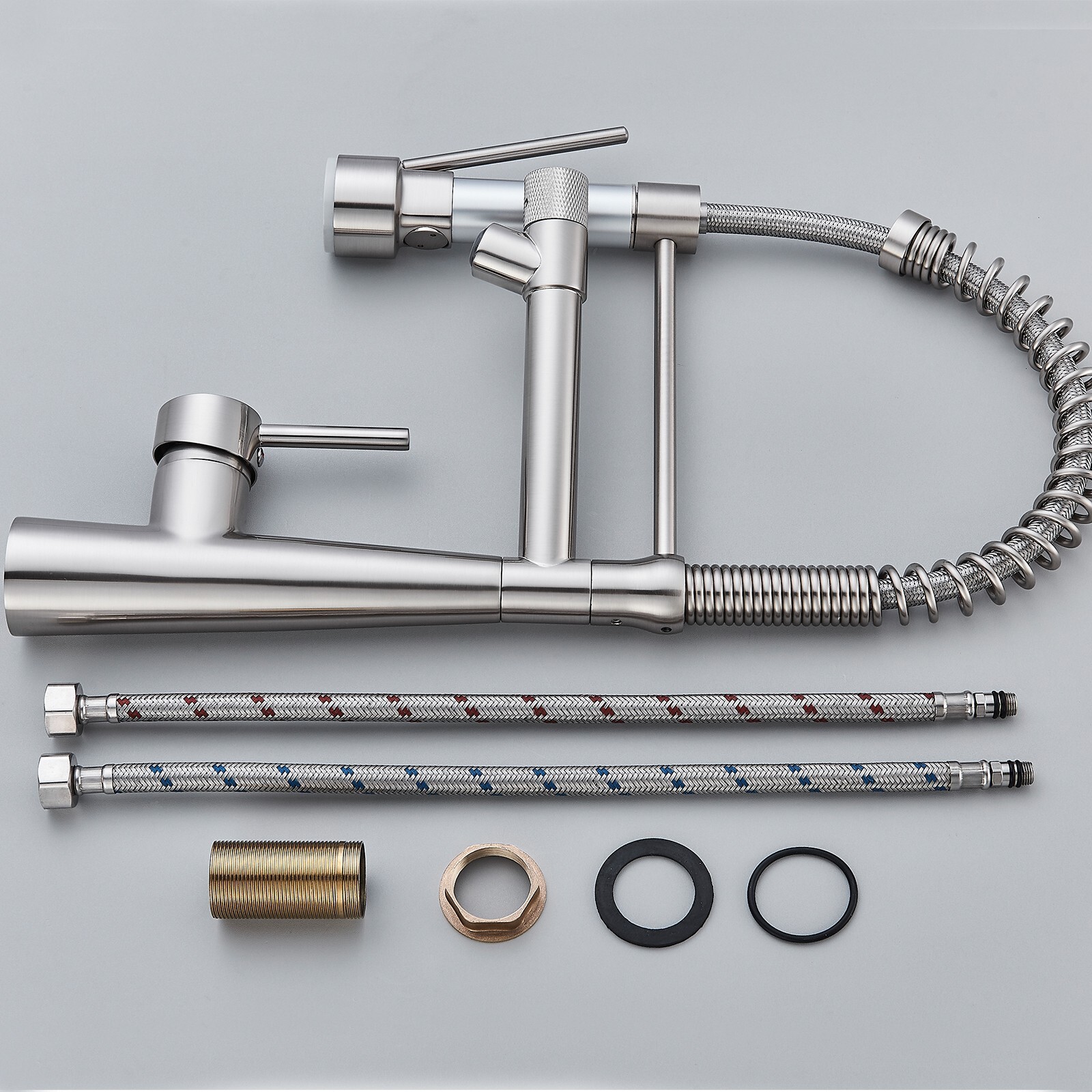 Commercial Kitchen Faucet With Pull Down Rain Sprayer High Arc Sink Mixer Tap