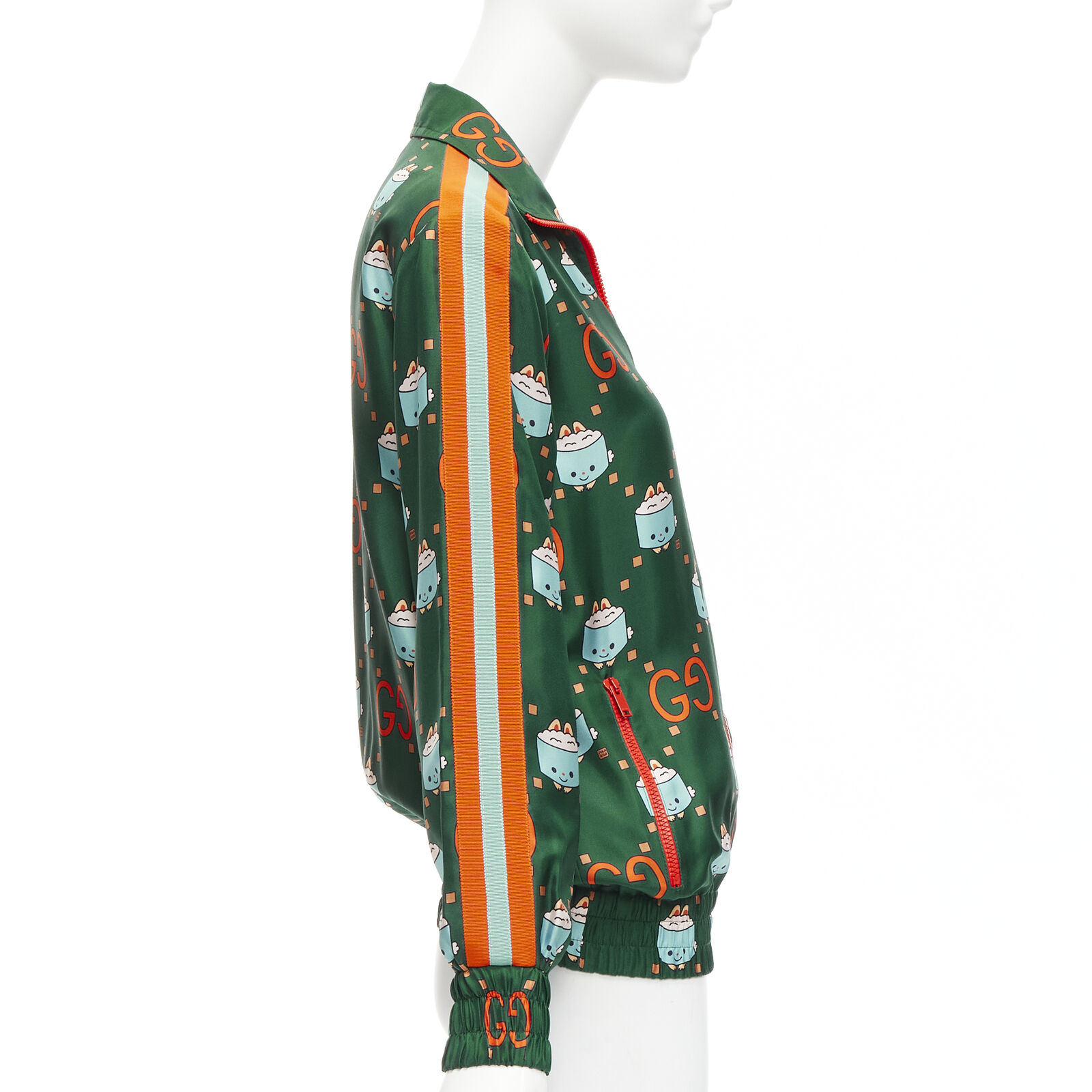 GUCCI 2023 Pikarar GG logo monogram green orange silk track GUCCI 2023 Pikarar GG logo monogram green orange silk track
