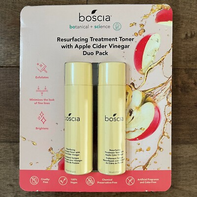 Boscia Resurfacing Treatment Toner w/ Apple Cider Vinegar, 5.1oz x 2 Pack Sealed