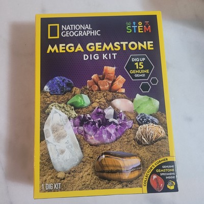 National Geographic Mega Gemstone Dig Kit Quartz Obsidian Aventurine, Etc.