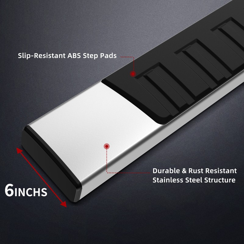 Running Boards for 2019-2023 Chevy Silverado 1500 Crew Cab 6" Side Step Nerf Bar