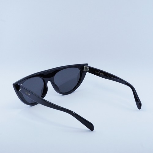 Pre-owned Celine Cl40228i 01a Shiny Black/smoke 56-17-140 Sunglasses Authentic In Gray
