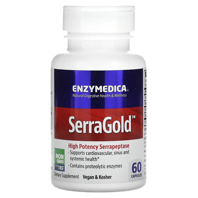 Enzymedica SerraGold Высокоактивная серрапептаза 60 капсул без казеина,