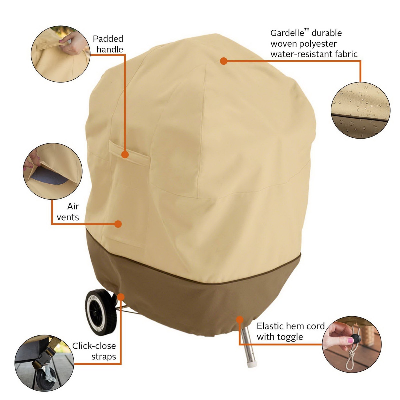 Round Charcoal Kettle Grill BBQ Outdoor Cover Barbecue Magma Waterproof Weber