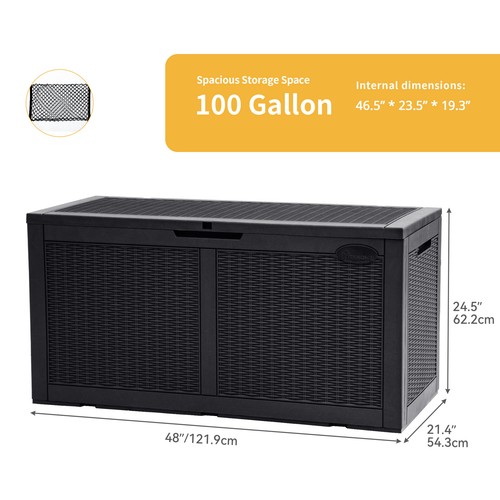120 Gallon Outdoor Storage Container Deck Storage Container Patio Garden Box