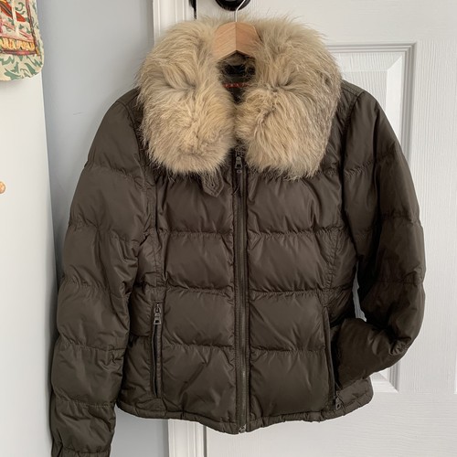 Prada Khaki Green Down Puffer Jacket with Fur Collar | eBay Prada Khaki Green Down Puffer Jacket with Fur Collar | eBay
