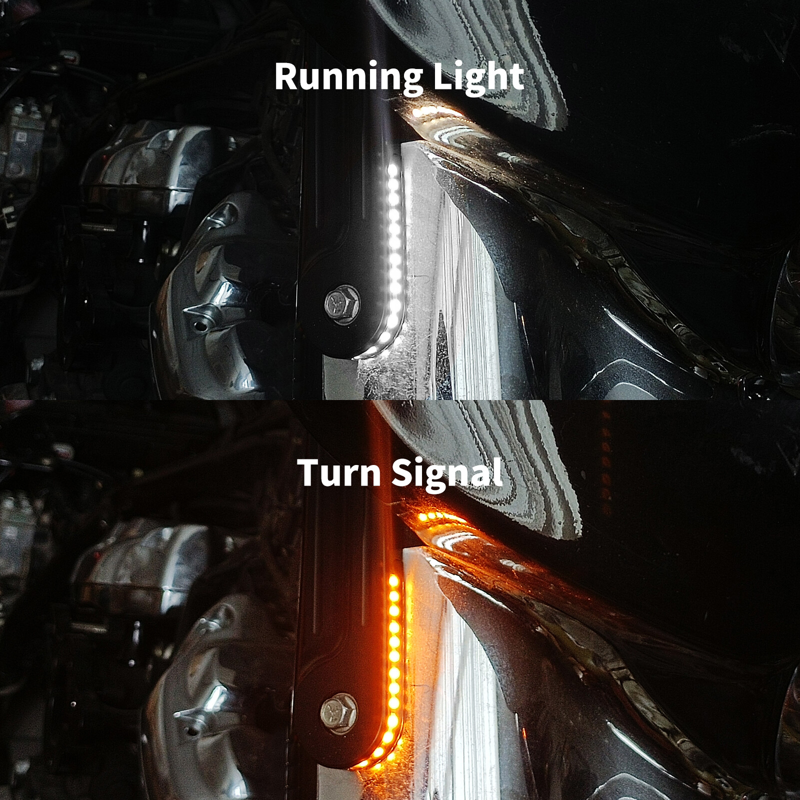 Black LED Flush Fork Turn Signal Side Light Fit For Harley Touring Glide 1998-up