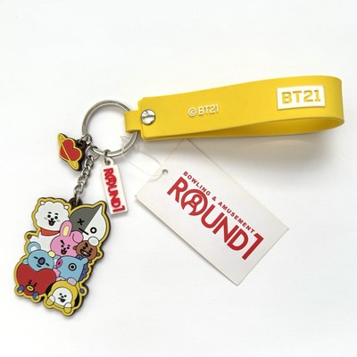 BT21 x Round One Exclusive Keychain w/Wristlet Strap & Two Charms, BTS Kpop