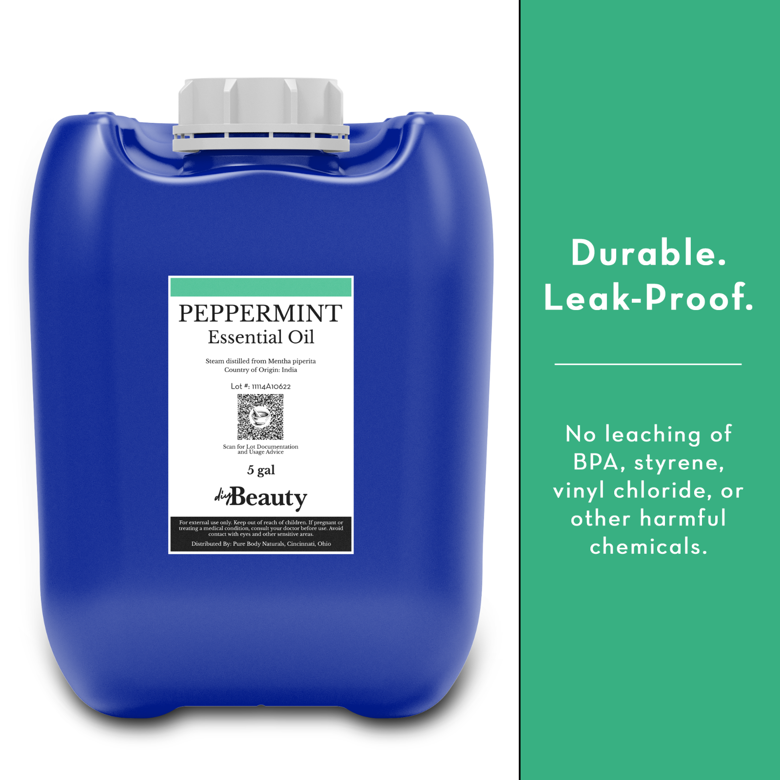 Bulk Peppermint Essential Oil - Large Wholesale Size - 100% Pure and Undiluted