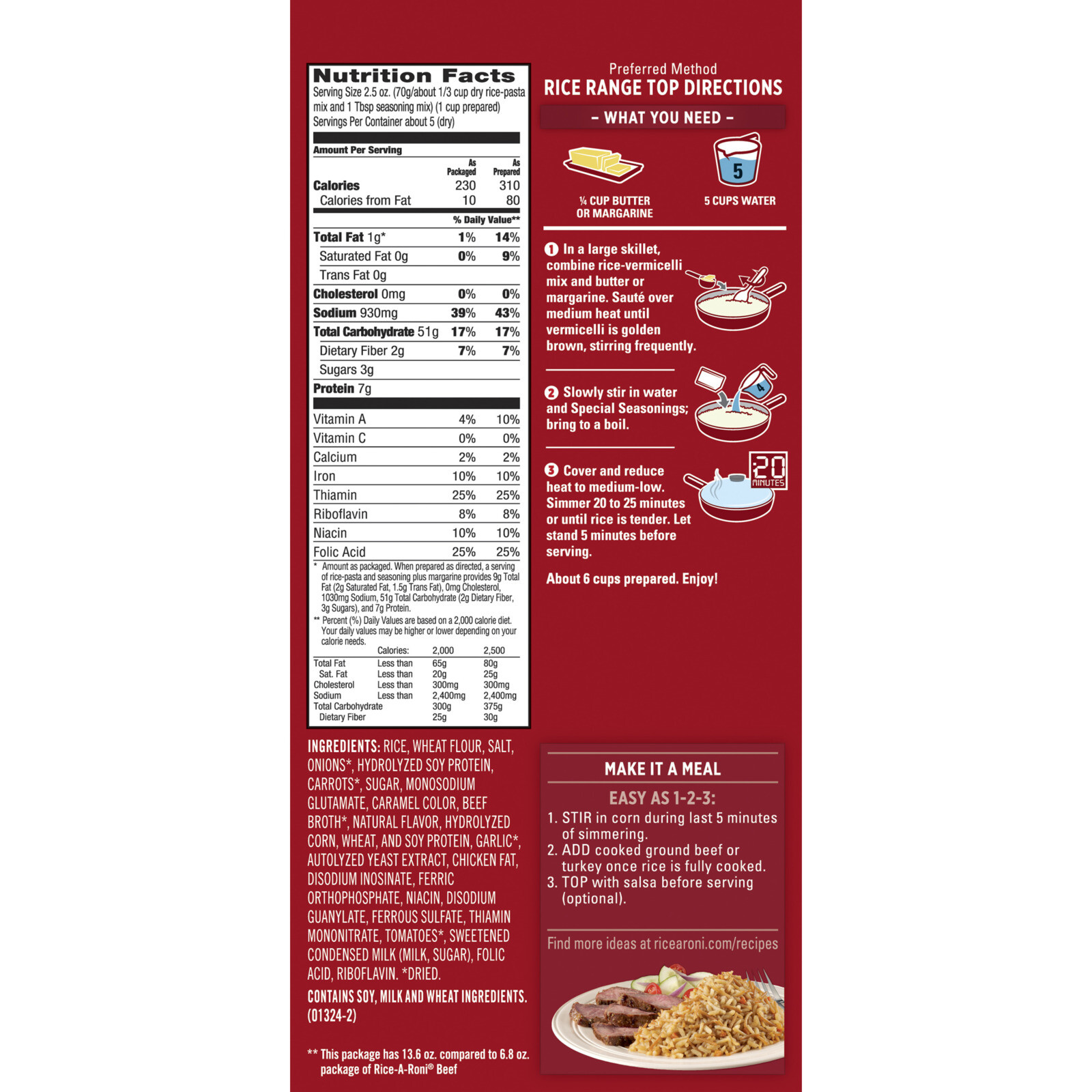 Купить рис (5 шт) рис-а-Рони рисовой вермишели и перемешать, говядина ...