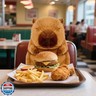 Wanwu World Capybara Plush 13 Inch Capybara Stuffed Animal Cute Stuffed Capybara Toy with Hamburger Backpack Plushies Capybara Gift for Kids Valentines Birthday
