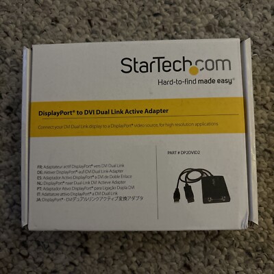 New -StarTech DP2DVID2 Active DisplayPort to Dual Link DVI-D Adapter