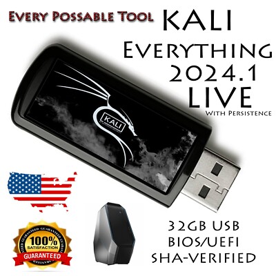 Kali Linux Everything 2024.1 32GB LIVE USB - UEFI/Legacy - W/Persistence - USA