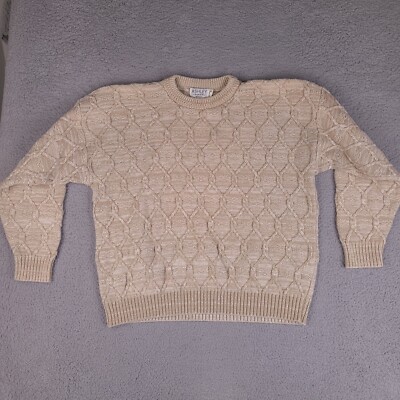 Vintage Ashley Knits Sweater Womens XL Brown Beige Made In USA (HOLES)