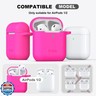 R-fun Compatible with AirPods Case Cover, Soft Silicone Protective Cover with Keychain for Women Men Compatible with Apple AirPods 2nd 1st Generation Charging Case, Front LED Visible,Rose Pink