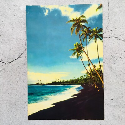 Hawaii Nu-Nui Black Sand Beach Vintage Jumbo Oversized Postcard