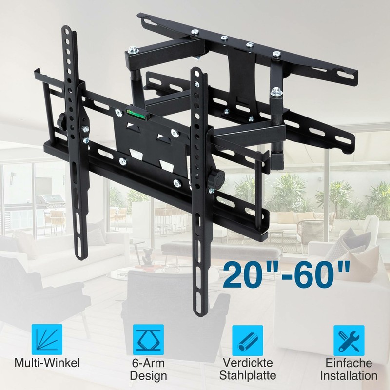 TV Wandhalter Fernseher Wandhalterung neigbar schwenkbar 20 bis 60 Zoll LCD LED
