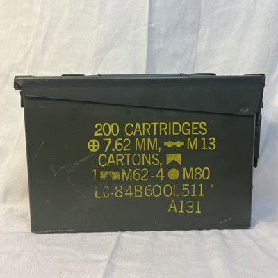 Ammo Can 200 Cartridges 7.62 Mm 30 Cal Olive Drab Steel Aluminum Rubber Gasket